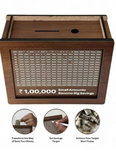 1 Lakh Wooden Money Piggi Bank for Kids - Image 2